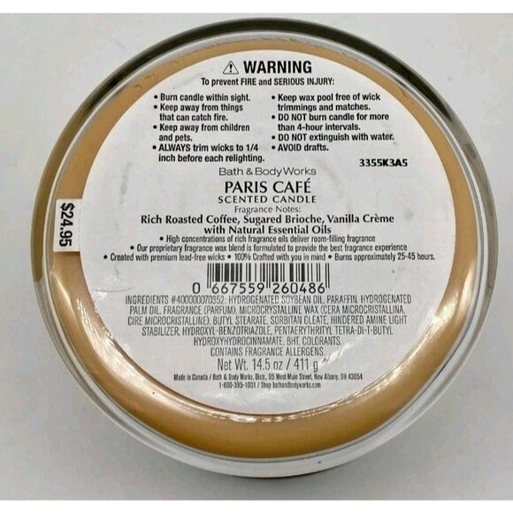 Bath & Body Works Coffee Candle Lot 3-Wick Set Paris Cafe Day at the Cafe